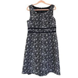 Talbots Sleeveless Black White Floral Dress Women’s 10